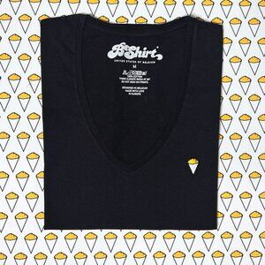 NEW Bshirt Belgian T-shirt V-neck Frites black Sz XL